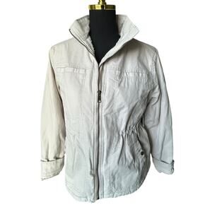 Old Navy Women’s Beige Sherpa-Lined Canvas Zip-Up Jacket – NWT Size Small